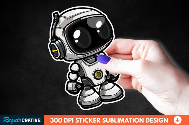 Cute Robot Sticker Clipart Sublimation Regulrcrative 