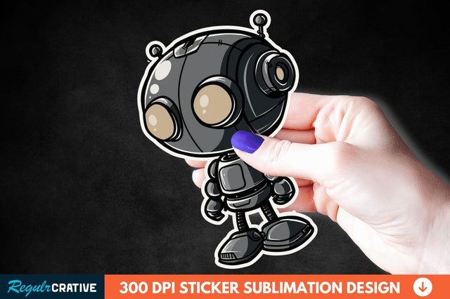 Cute Robot Sticker Clipart Sublimation Regulrcrative 
