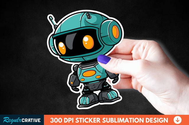 Cute Robot Sticker Clipart Sublimation Regulrcrative 