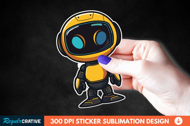 Cute Robot Sticker Clipart Sublimation Regulrcrative 