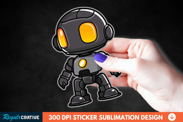 Cute Robot Sticker Clipart Sublimation Regulrcrative 