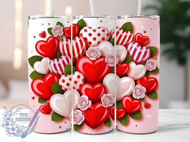 Cute Romantic Valentine Hearts Tumbler, Cute Love Wrap, Romantic Hearts Cup, Holiday Sublimation Design, Valentine Gift Tumbler, Sweet Heart Wrap, Adorable Love Cup Sublimation ToriDesigns 