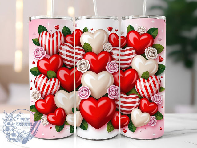 Cute Romantic Valentine Hearts Tumbler, Cute Love Wrap, Romantic Hearts Cup, Holiday Sublimation Design, Valentine Gift Tumbler, Sweet Heart Wrap, Adorable Love Cup Sublimation ToriDesigns 