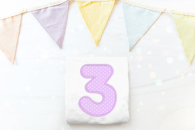 Cute Round Number 3 Applique Embroidery Embroidery/Applique DESIGNS Designed by Geeks 