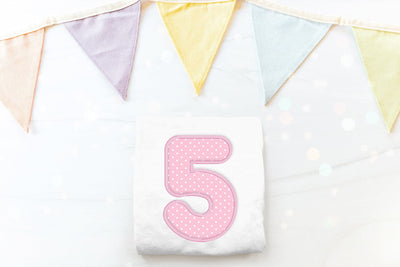 Cute Round Number 5 Applique Embroidery Embroidery/Applique DESIGNS Designed by Geeks 