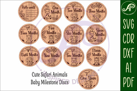 Cute Safari Animal Baby monthly milestone discs SVG SVG APInspireddesigns 