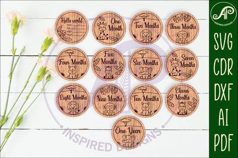 Cute Safari Animal Baby monthly milestone discs SVG SVG APInspireddesigns 