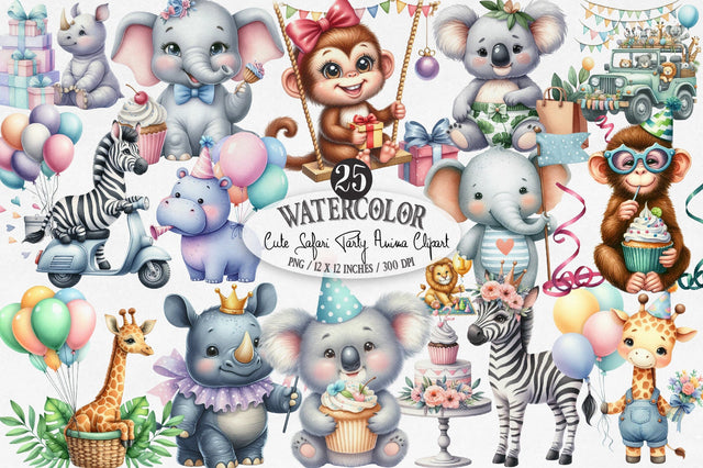 Cute Safari Party Animal Watercolor Sublimation SVGista 
