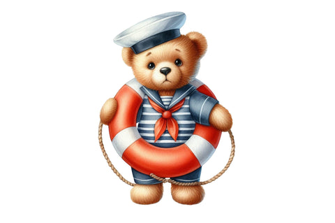 Cute Sailor Teddy Bear Clipart Bundle Sublimation SVGista 