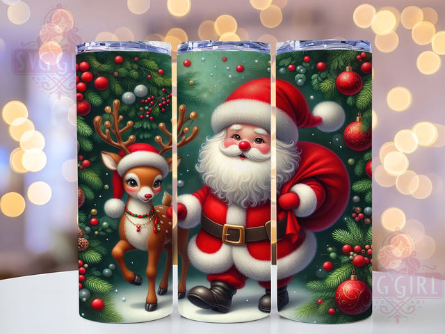 Cute Santa and Rudolph Christmas Tumbler, Cute Christmas Wrap, Kids Holiday Sublimation, Sweet Christmas Cup, 20Oz Skinny Tumbler Wrap, Festive Santa Mug, Rudolph Christmas Design Sublimation SvggirlplusArt 