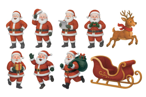 Cute Santa Christmas Character SVG Four Lines Std. 