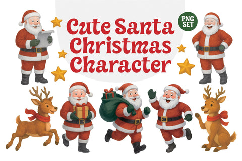 Cute Santa Christmas Character SVG Four Lines Std. 