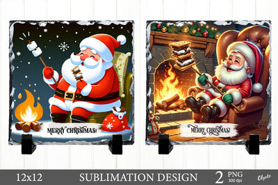 Cute Santa Christmas Slate PNG. Smores, Marshmallow PNG Sublimation Olga Terlyanskaya 