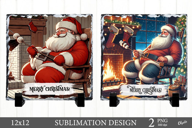 Cute Santa Christmas Slate Printable. Smores, Marshmallow PNG Sublimation Olga Terlyanskaya 