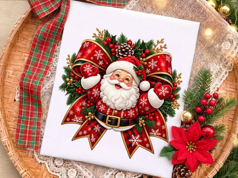 Cute Santa Claus Red Plaid Bow PNG SVG artprintfile 