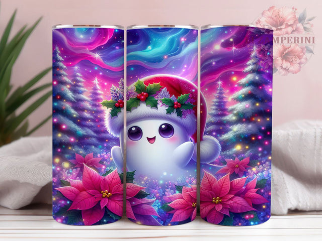 Cute Santa Ghost Christmas Tumbler, Cute Santa Ghost Wrap, Festive Holiday Sublimation Design, Adorable Xmas Cup, 20Oz Skinny Tumbler Wrap, Spooky Cute Christmas Mug, Playful Holiday Spirit Design Sublimation Li Zamperini 