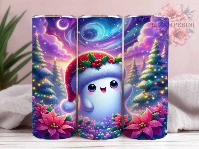 Cute Santa Ghost Christmas Tumbler, Cute Santa Ghost Wrap, Festive Holiday Sublimation Design, Adorable Xmas Cup, 20Oz Skinny Tumbler Wrap, Spooky Cute Christmas Mug, Playful Holiday Spirit Design Sublimation Li Zamperini 