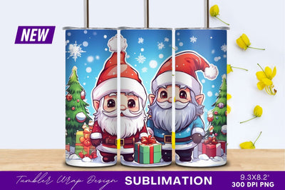 Cute Santa Gnomes Christmas Scene Illustration Sublimation Regulrcrative 