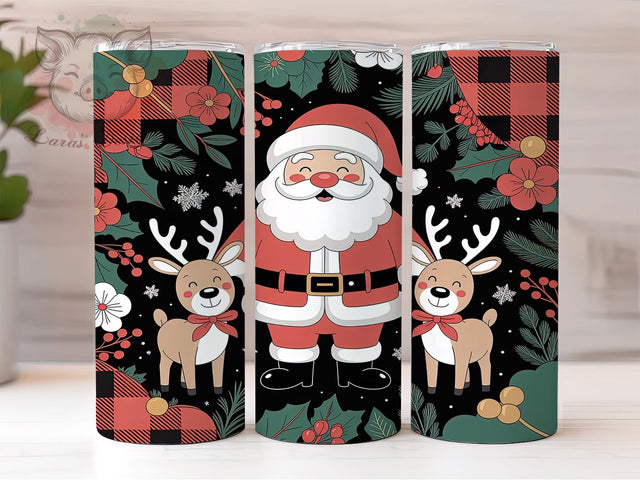 Cute Santa Gold Glitter Christmas Tumbler, Leopard Christmas Sublimation Design, Festive Holiday Cup Art, 20oz Xmas Tumbler, Whimsical Santa Mug, Stylish Christmas Cup, Cozy Holiday Wrap Sublimation Lara' s Designs 