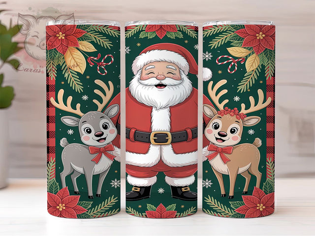 Cute Santa Gold Glitter Christmas Tumbler, Leopard Christmas Sublimation Design, Festive Holiday Cup Art, 20oz Xmas Tumbler, Whimsical Santa Mug, Stylish Christmas Cup, Cozy Holiday Wrap Sublimation Lara' s Designs 