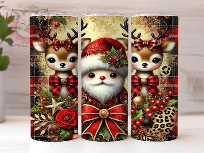Cute Santa Gold Glitter Leopard 20oz Tumbler Wrap, Cute Santa, Gold Glitter Tumbler, Leopard Christmas, 20oz Tumbler, Sublimation Wrap, Holiday Decor, Christmas Gift Sublimation Lara' s Designs 