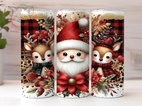 Cute Santa Gold Glitter Leopard 20oz Tumbler Wrap, Cute Santa, Gold Glitter Tumbler, Leopard Christmas, 20oz Tumbler, Sublimation Wrap, Holiday Decor, Christmas Gift Sublimation Lara' s Designs 