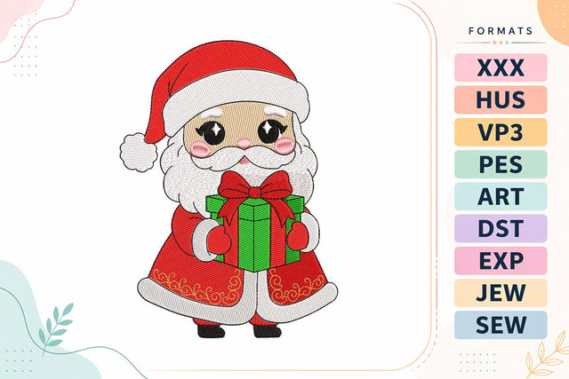 Cute Santa Holding Gift Christmas Embroidery Design Embroidery/Applique DESIGNS sg embroidery 