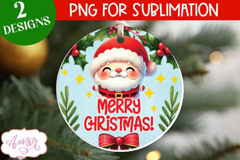 Cute Santa ornament PNG sublimation | Christmas PNG design Sublimation Amorclipart 