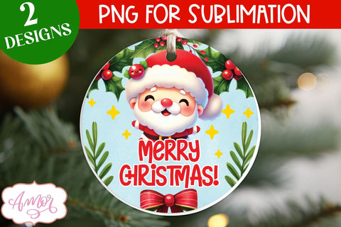 Cute Santa ornament PNG sublimation | Christmas PNG design Sublimation Amorclipart 
