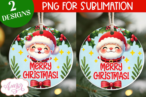 Cute Santa ornament PNG sublimation | Christmas PNG design Sublimation Amorclipart 