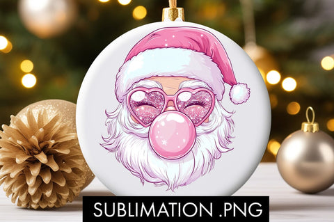 Cute Santa Pink Bubble Gum PNG Sublimation Sublimation Freeling Design House 