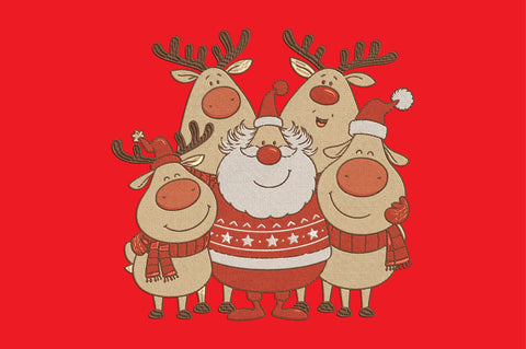 Cute Santa Reindeer Embroidery Design Embroidery/Applique DESIGNS designartist 