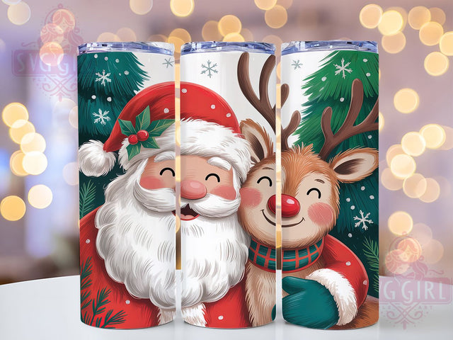 Cute Santa Rudolph Christmas Tumbler, Kids Christmas Sublimation Design, Festive Holiday Art, 20oz Xmas Tumbler, Whimsical Santa Mug, Stylish Rudolph Cup, Cozy Christmas Wrap Sublimation SvggirlplusArt 