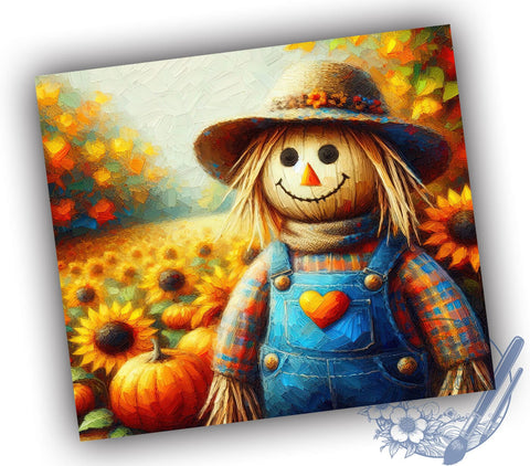 Cute Scarecrow 20oz Skinny Tumbler, Autumn Pumpkin Tumbler Png, Straight & Tapered Tumbler Wrap, Instant Digital Download Sublimation ToriDesigns 