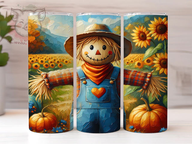 Cute Scarecrow 20oz Tumbler Png, Straight & Tapered Tumbler Png, Autumn Pumpkin Tumbler Png, Digital Download PNG Sublimation Lara' s Designs 