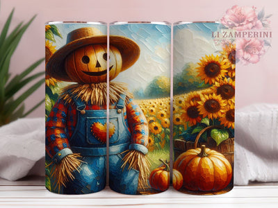 Cute Scarecrow 20oz Tumbler Wrap PNG, Autumn Pumpkin Tumbler Png, Straight & Tapered Tumbler Wrap, Instant Digital Download Sublimation Li Zamperini 