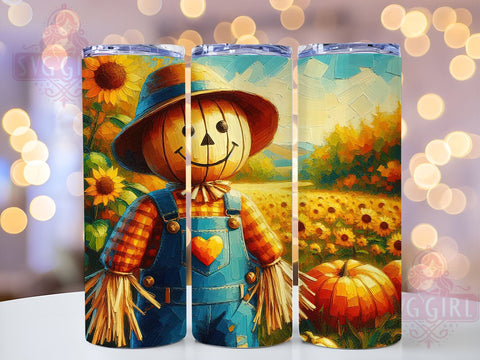 Cute Scarecrow 20oz Tumbler Wrap Sublimation Design, Straight Tapered Tumbler Wrap, Autumn Pumpkin Tumbler Png, Instant Digital Download Sublimation SvggirlplusArt 