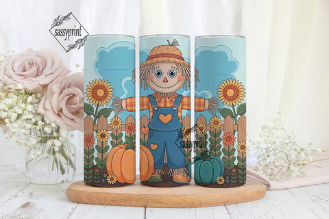 Cute Scarecrow Fall 20oz Tumbler Wrap Sublimation sassyprint 