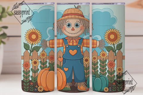 Cute Scarecrow Fall 20oz Tumbler Wrap Sublimation sassyprint 