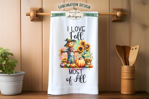 Cute Scarecrows | Fall Kitchen Towel Sublimation Designs Sublimation Ewe-N-Me Designs 
