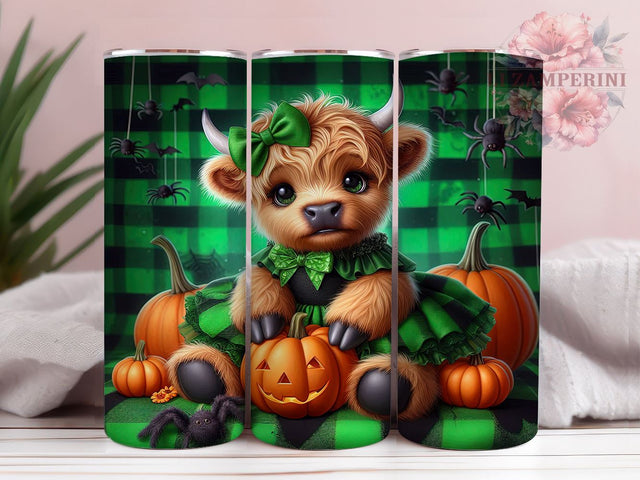 Cute Scary Highland Cow 20oz Tumbler Wrap PNG, Halloween Highland Cow Tumbler PNG Sublimation Design, Straight & Tapered Tumbler Wrap, Instant Digital Download Sublimation Li Zamperini 