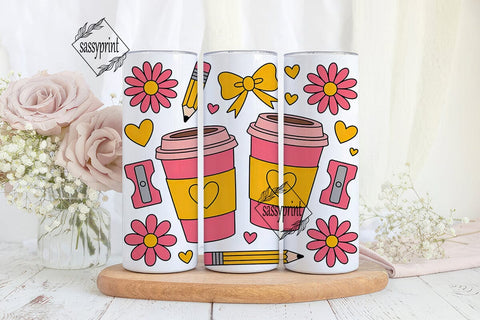 Cute School Coffee Tumbler Wrap Sublimation sassyprint 