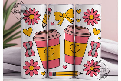 Cute School Coffee Tumbler Wrap Sublimation sassyprint 