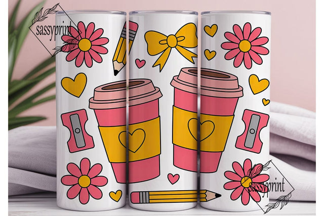 Cute School Coffee Tumbler Wrap Sublimation sassyprint 
