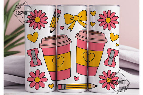 Cute School Coffee Tumbler Wrap Sublimation sassyprint 