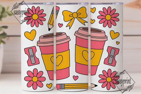 Cute School Coffee Tumbler Wrap Sublimation sassyprint 