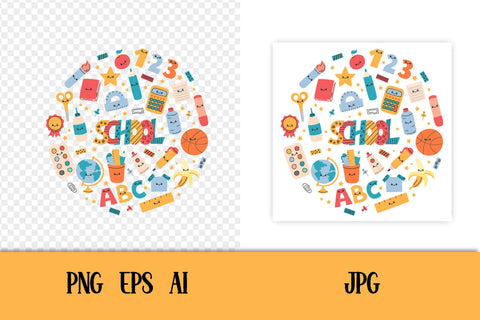 Cute School Print PNG Sublimation | School Round Design for Kid T Shirt, Mug, Sticker, Elementary Classroom Posters | Digital Download Sublimation AnnaViolet_store 