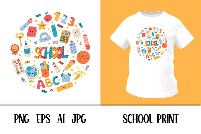 Cute School Print PNG Sublimation | School Round Design for Kid T Shirt, Mug, Sticker, Elementary Classroom Posters | Digital Download Sublimation AnnaViolet_store 