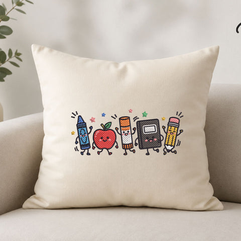Cute School Supplies Characters Machine Embroidery Design – Back to School Embroidery File Embroidery/Applique DESIGNS PatternFeed8 