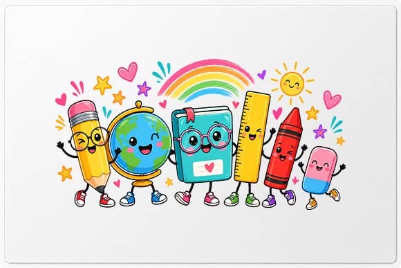 Cute School Supplies Clipart PNG, Back to School SVG BillahCrafts 
